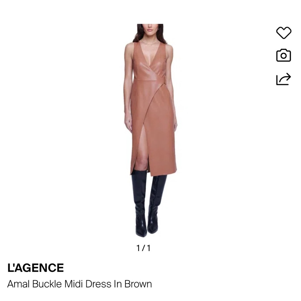 LAGENCE  $495 Amal buckle midi dress  Faux Leather size 4